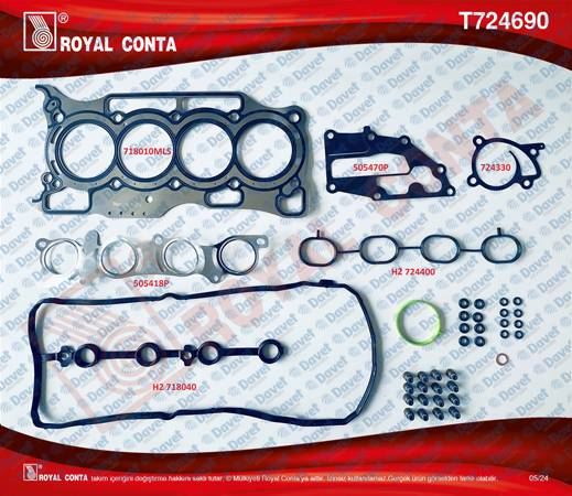 ROYAL T724690 Ust Takim Contasi Reinz Subap Lastikli Juke 1.6 16v 10-19 Quashqai 1.6 16v 10-13